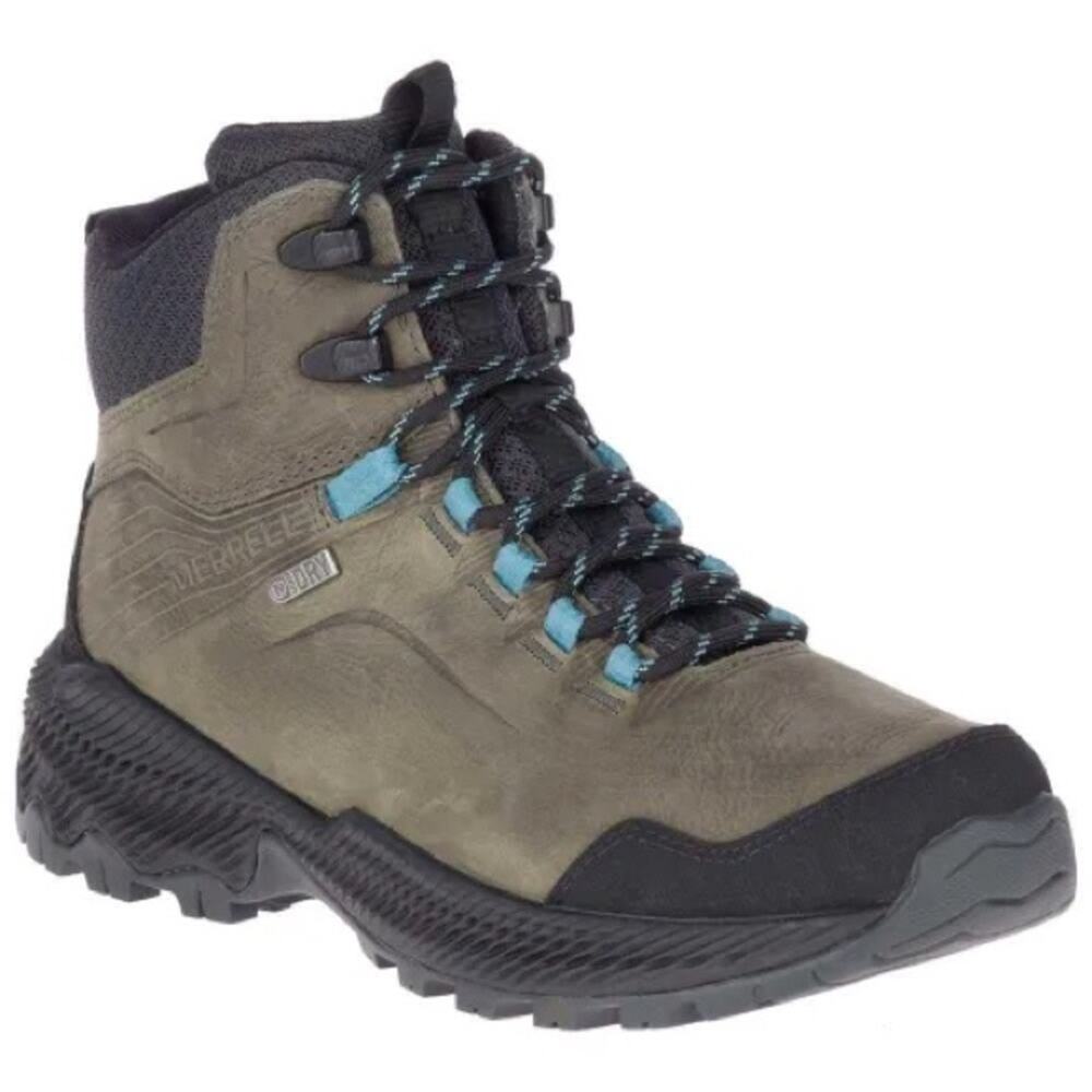 Merrell Forestbound Mid Lace Up Hiking Outdoor Boots Black/Grey/Teal‎ Size 8.5